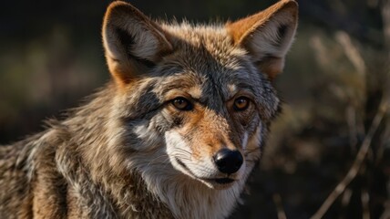 Fototapeta premium Coyote is standing in the woods