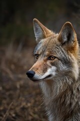 Obraz premium Coyote is standing in the woods