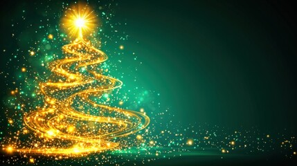 Glowing Christmas Tree with Sparkling Lights and Star Topper