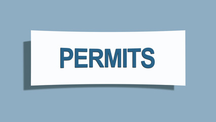Permits. A card isolated on blue background.