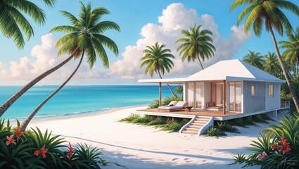Fototapeta premium Bungalow Meers Paradies