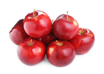 Fresh ripe red apples isolated on white
