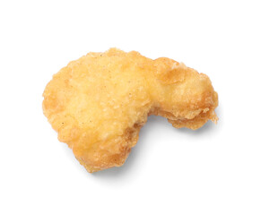 Delicious chicken nugget isolated on white, top view