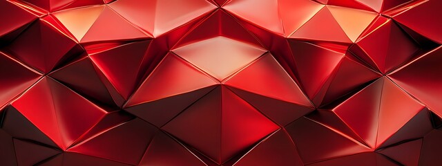 Red background, symmetrical geometric pattern with sharp edges and angles
