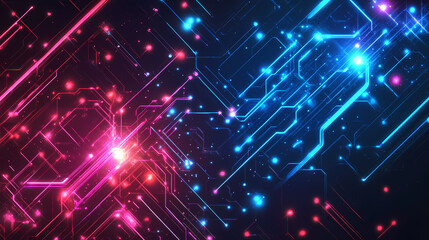 Obraz premium Abstract triangle background. Futuristic Neon Circuit. Illustration