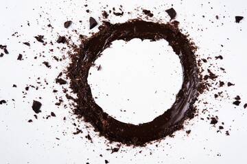 Melted Chocolate Circle With Scattered Chocolate Pieces
