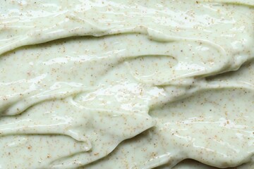 Natural body scrub as background, top view