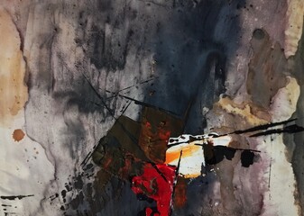 Artistic contemporary brown grey dark abstract expressionism paintings composition colors 