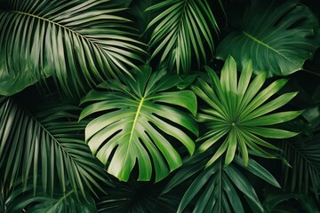 Lush Green Tropical Foliage Background Image