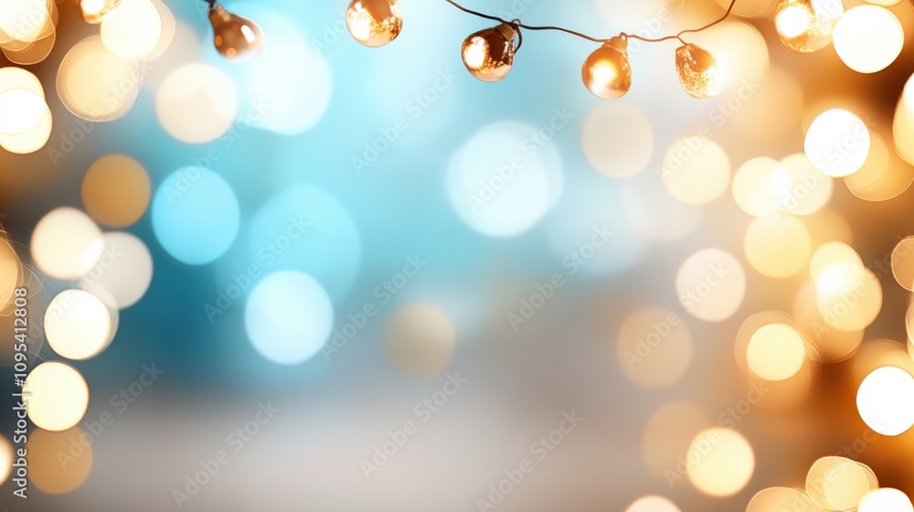 Poster an inviting image of glowing string lights with a vibrant bokeh backdrop, perfect for creating a war