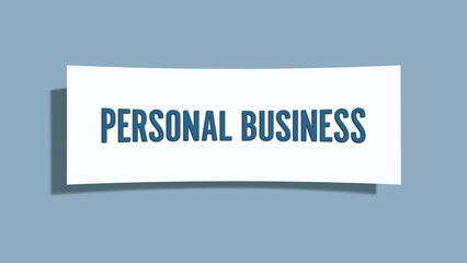 Personal Business. A card isolated on blue background.