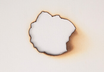 Burned  Torn, ripped paper pieces frame. Beige, brown copy space texture background