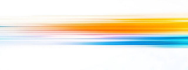  Abstract background with blurred speed lines in blue, orange, and yellow colors on a white background