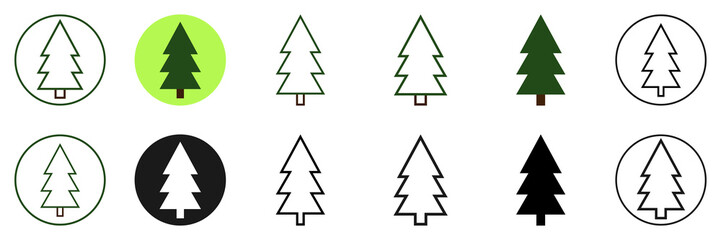 Fototapeta premium Set icons Christmas tree, Xmas fir symbols, graphic design template, app icons, vector illustration