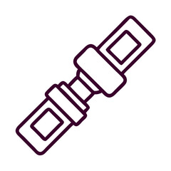 A purple line drawing of a car seat belt. The belt is drawn in a very simple style, with no shading or detail. Concept of safety and security
