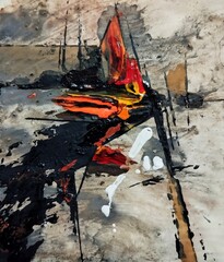 Obraz premium Artistic contemporary brown grey dark abstract expressionism paintings composition colors 