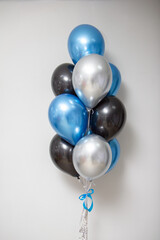 black and blue balloons chrome for boyfriend with helium