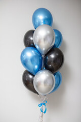 black and blue balloons chrome for boyfriend with helium