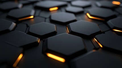 Obraz premium Illuminated Hexagonal Pattern Abstract Dark Background