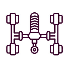 Obraz premium A drawing of a car's suspension system. The drawing is in black and white and is very detailed