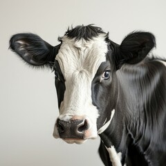 Black and white Holstein dairy cow with visible udders.