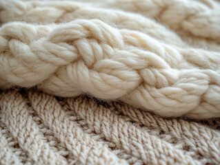 Intertwined Cream-Colored Ropes, Close-Up Texture