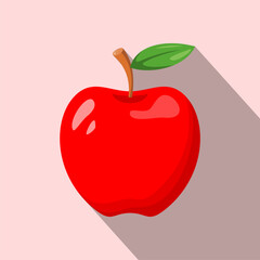 Red Apple Icon with Shadow Effect, Minimalistic Design for Logo, Symbol, Poster, and Branding, Editable and Scalable Vector Illustration Isolated on Pink Background