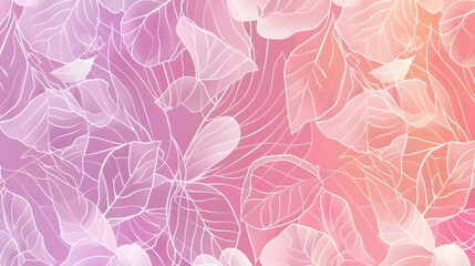 Abstract pink and peach leaves with white veins.