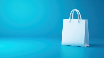 Blue shopping bag on vivid background	