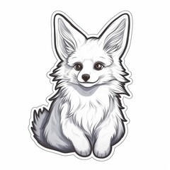 Obraz premium Digital Illustration of a Cute Fennec Fox Sticker Design