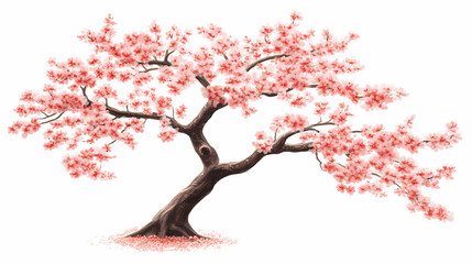 Fototapeta premium Cherry blossom sakura flower tree. Blossoming Sakura Trees. Illustration