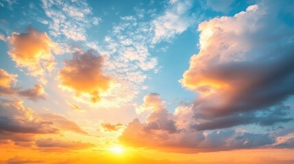 Fototapeta premium Vibrant sunset with colorful cloudscape.