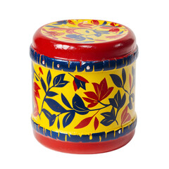 Hand painted Yellow Red Blue Floral Cylinder Container Pot Jar Decorative Home Decor