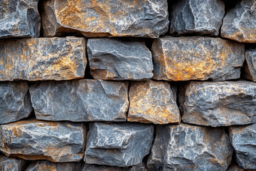 Fototapeta premium Dry Stone Wall Texture, Grey and Brown Stones