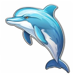 Obraz premium Digital Illustration of a Playful Dolphin Sticker Design
