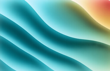 Retro grainy gradient background noise texture effect summer poster design seamless colors teal abstract wave pattern.