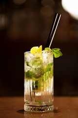 mojito cocktail with lime and mint