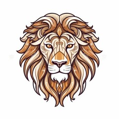 Digital Illustration of a Majestic Lion Head Sticker Design