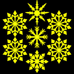 sets of Christmas Snowflake colorful icon set on white background