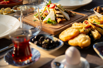breakfast cheese plate on the table