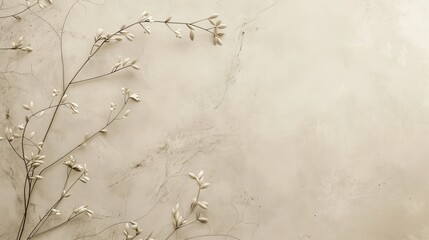 Elegant beige background with subtle vine outline evoking organic tranquility and serenity