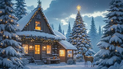 christmas tree in the snow