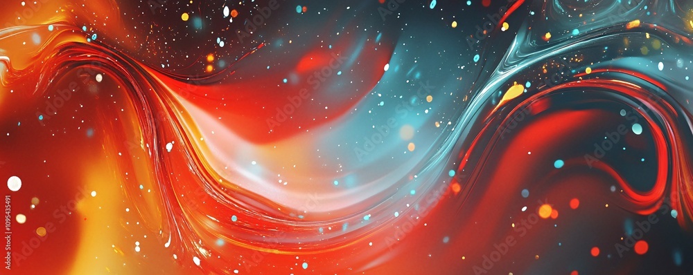 Poster abstract red and blue swirling colors creating stunning visuals