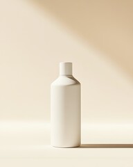 White lotion bottle on neutral backdrop	