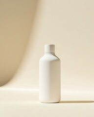 White lotion bottle on neutral backdrop	