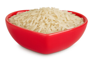 rice basmati in a ceramic bowl isolated on white background