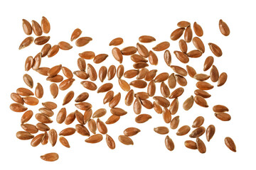 flaxseed isolated on white background. Top view. Flat lay