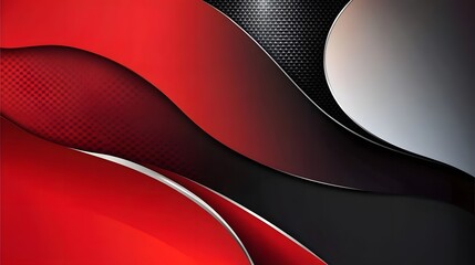 Red and black background with smooth lines, elegant curves, and shiny highlights.
