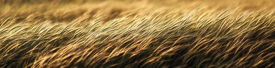 A close-up of a field of tall grass swaying gently in the breeze, revealing intricate textures and shadows.