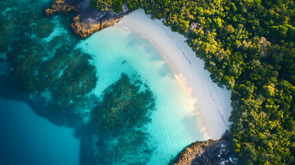 Whitsunday Islands aerial view, showing pristine white beaches